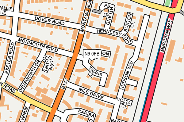 N9 0FB map - OS OpenMap – Local (Ordnance Survey)