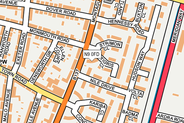 N9 0FD map - OS OpenMap – Local (Ordnance Survey)