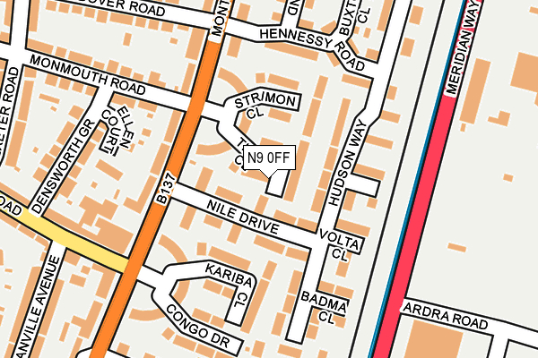 N9 0FF map - OS OpenMap – Local (Ordnance Survey)