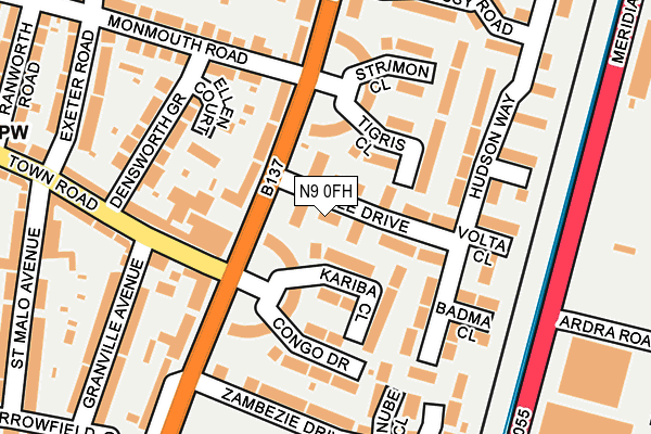 N9 0FH map - OS OpenMap – Local (Ordnance Survey)