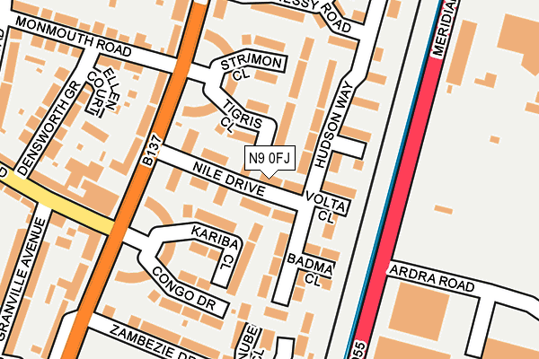 N9 0FJ map - OS OpenMap – Local (Ordnance Survey)