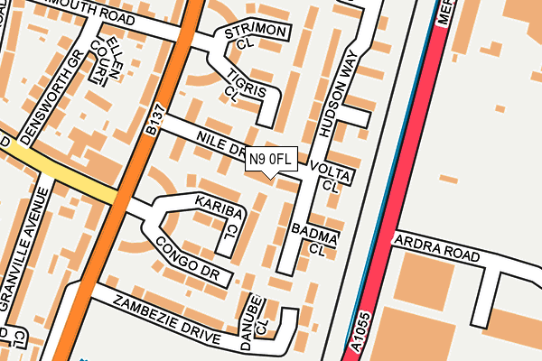 N9 0FL map - OS OpenMap – Local (Ordnance Survey)