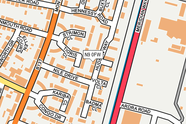 N9 0FW map - OS OpenMap – Local (Ordnance Survey)