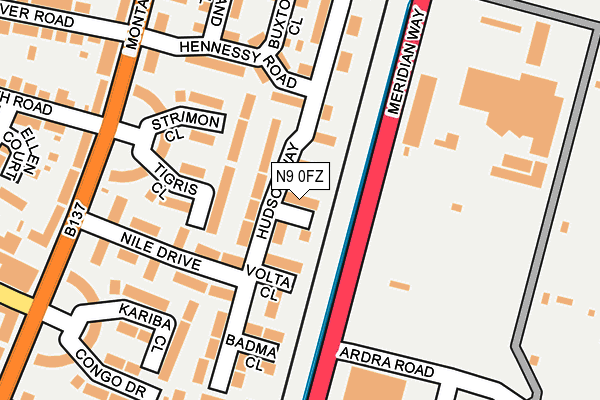 N9 0FZ map - OS OpenMap – Local (Ordnance Survey)