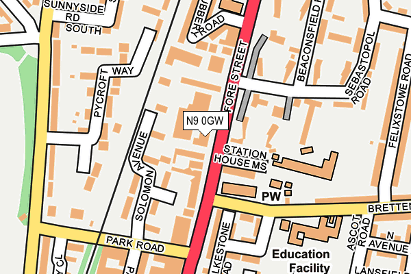 N9 0GW map - OS OpenMap – Local (Ordnance Survey)