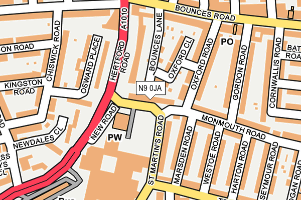 N9 0JA map - OS OpenMap – Local (Ordnance Survey)