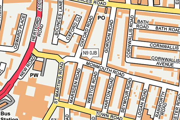 N9 0JB map - OS OpenMap – Local (Ordnance Survey)