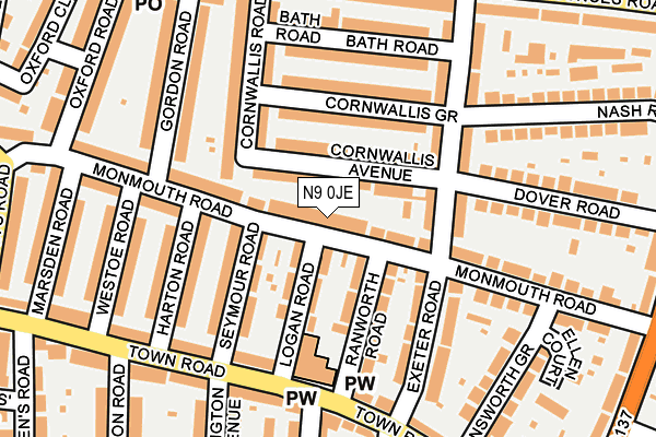 N9 0JE map - OS OpenMap – Local (Ordnance Survey)
