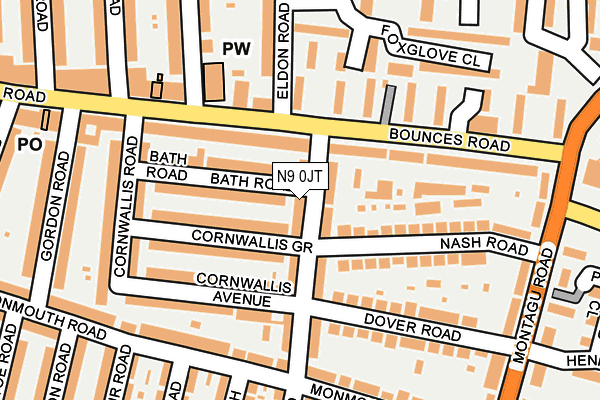 N9 0JT map - OS OpenMap – Local (Ordnance Survey)