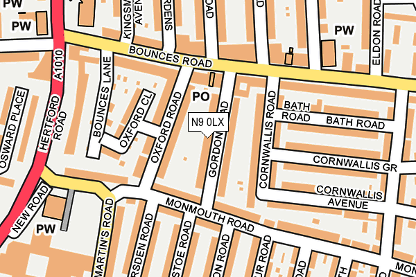 N9 0LX map - OS OpenMap – Local (Ordnance Survey)