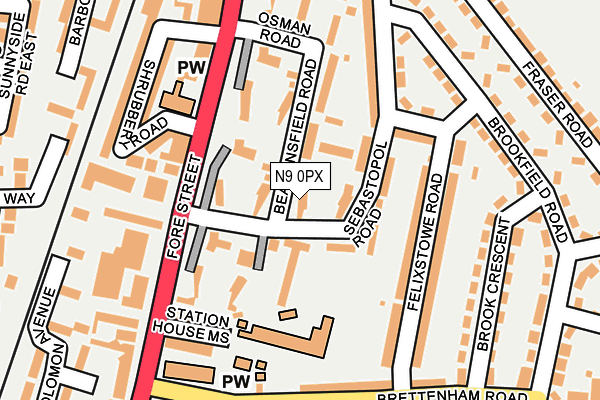 N9 0PX map - OS OpenMap – Local (Ordnance Survey)