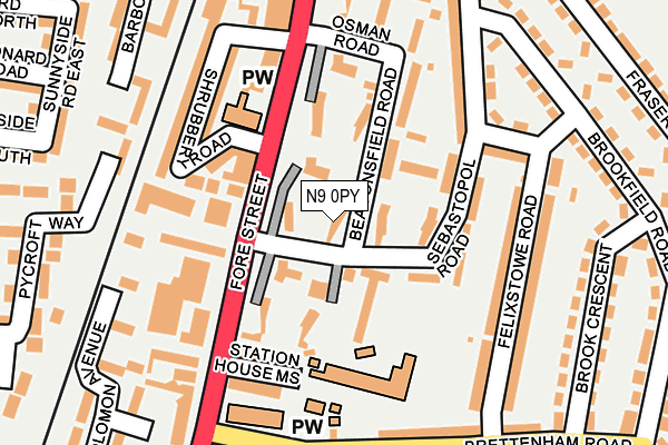 N9 0PY map - OS OpenMap – Local (Ordnance Survey)