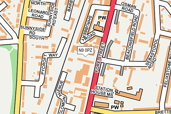 N9 0PZ map - OS OpenMap – Local (Ordnance Survey)
