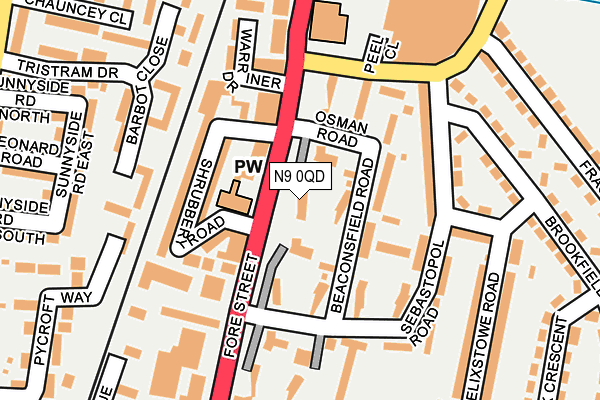N9 0QD map - OS OpenMap – Local (Ordnance Survey)