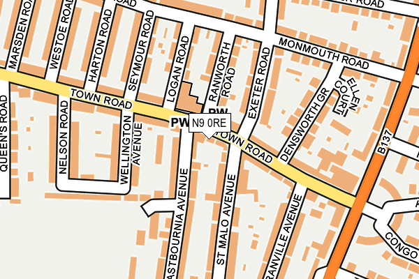 N9 0RE map - OS OpenMap – Local (Ordnance Survey)