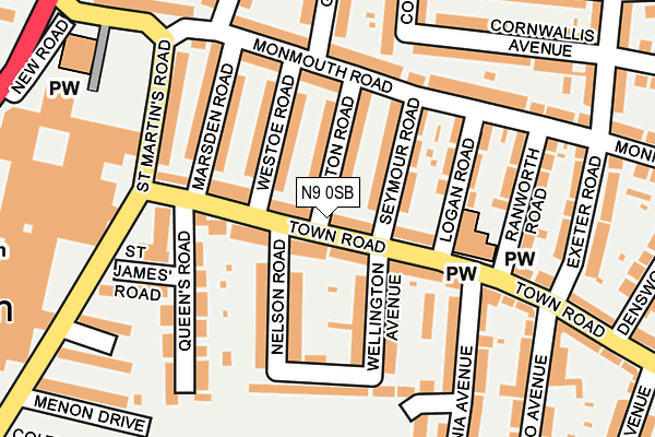 N9 0SB map - OS OpenMap – Local (Ordnance Survey)