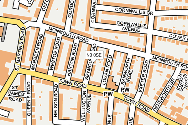 N9 0SE map - OS OpenMap – Local (Ordnance Survey)