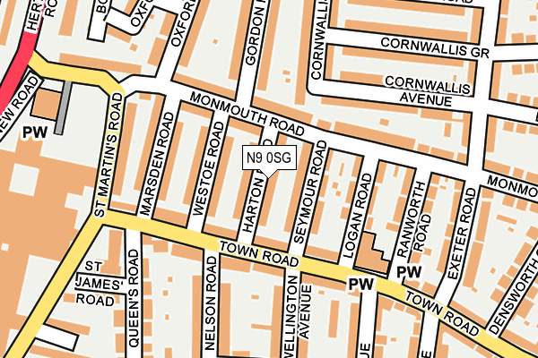 N9 0SG map - OS OpenMap – Local (Ordnance Survey)