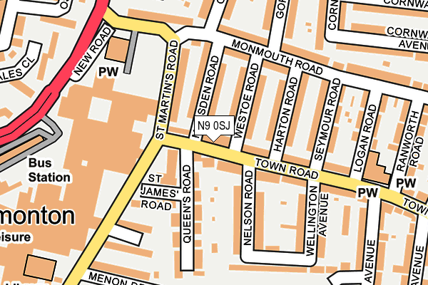 N9 0SJ map - OS OpenMap – Local (Ordnance Survey)
