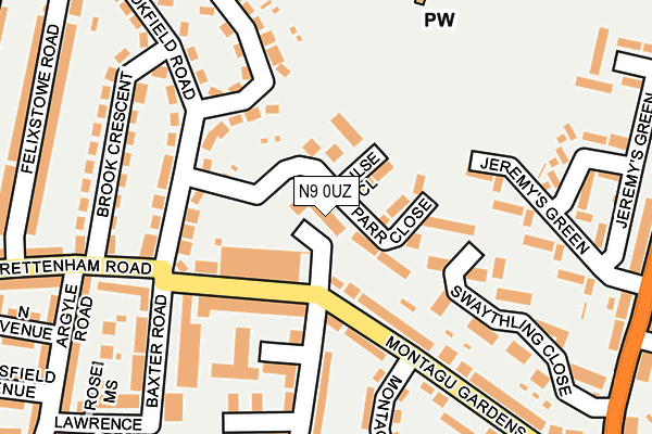 N9 0UZ map - OS OpenMap – Local (Ordnance Survey)