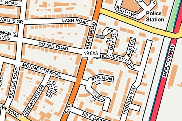 N9 0XA map - OS OpenMap – Local (Ordnance Survey)