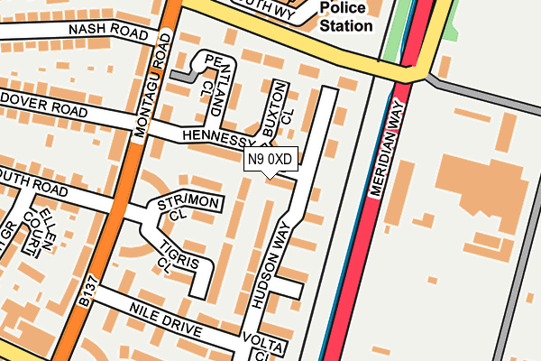 N9 0XD map - OS OpenMap – Local (Ordnance Survey)