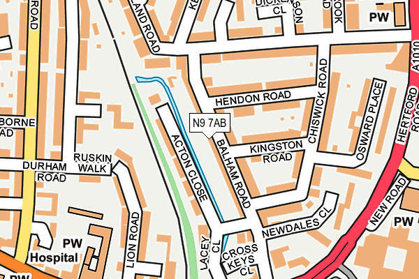 N9 7AB map - OS OpenMap – Local (Ordnance Survey)