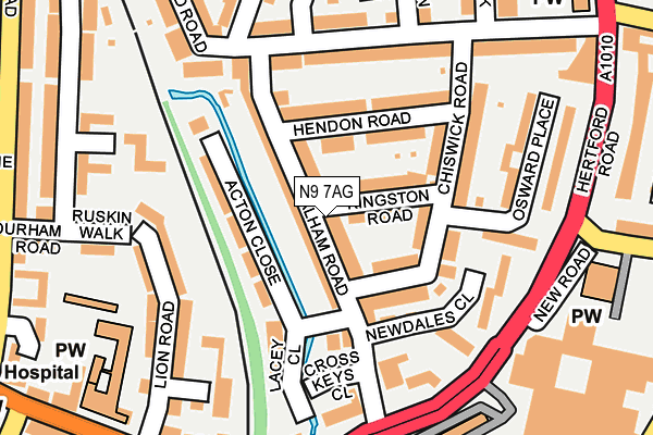 N9 7AG map - OS OpenMap – Local (Ordnance Survey)