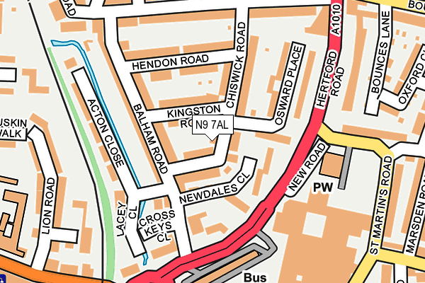 N9 7AL map - OS OpenMap – Local (Ordnance Survey)