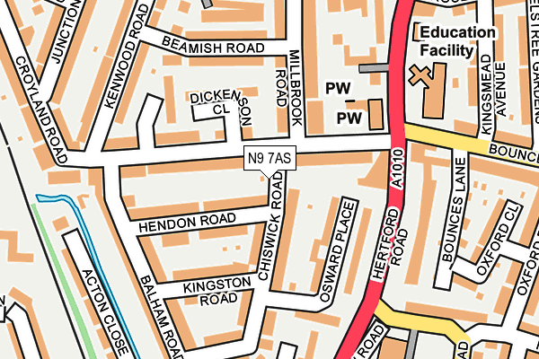 N9 7AS map - OS OpenMap – Local (Ordnance Survey)