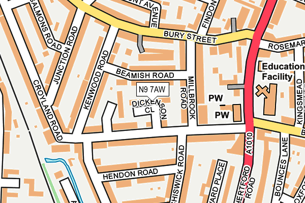 N9 7AW map - OS OpenMap – Local (Ordnance Survey)