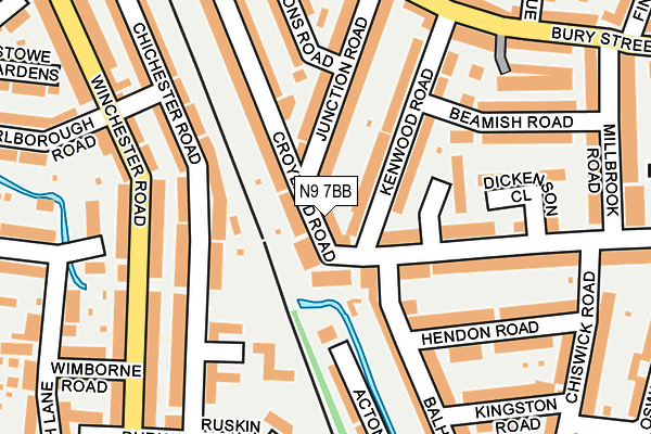 N9 7BB map - OS OpenMap – Local (Ordnance Survey)