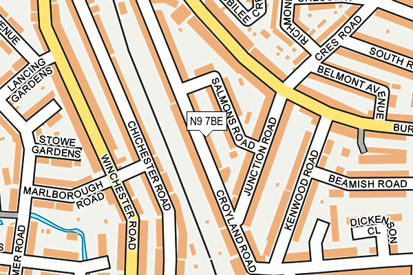 N9 7BE map - OS OpenMap – Local (Ordnance Survey)