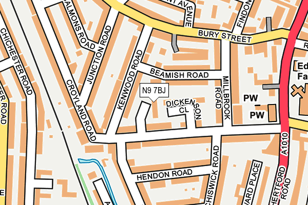 N9 7BJ map - OS OpenMap – Local (Ordnance Survey)