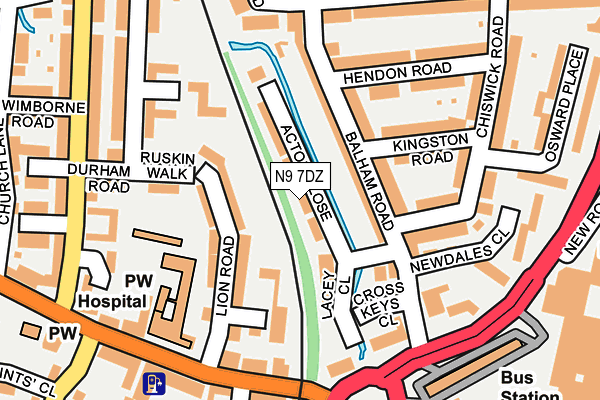 N9 7DZ map - OS OpenMap – Local (Ordnance Survey)