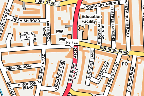 N9 7EE map - OS OpenMap – Local (Ordnance Survey)