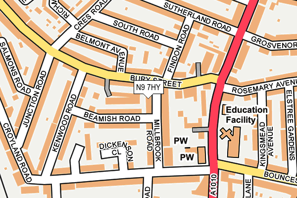 N9 7HY map - OS OpenMap – Local (Ordnance Survey)