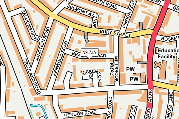 N9 7JA map - OS OpenMap – Local (Ordnance Survey)