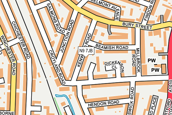 N9 7JB map - OS OpenMap – Local (Ordnance Survey)