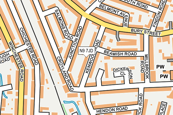N9 7JD map - OS OpenMap – Local (Ordnance Survey)
