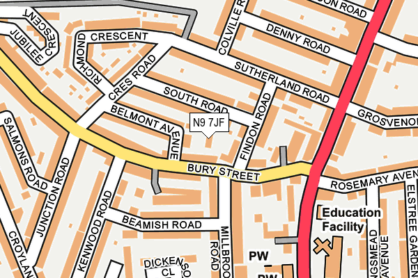 N9 7JF map - OS OpenMap – Local (Ordnance Survey)