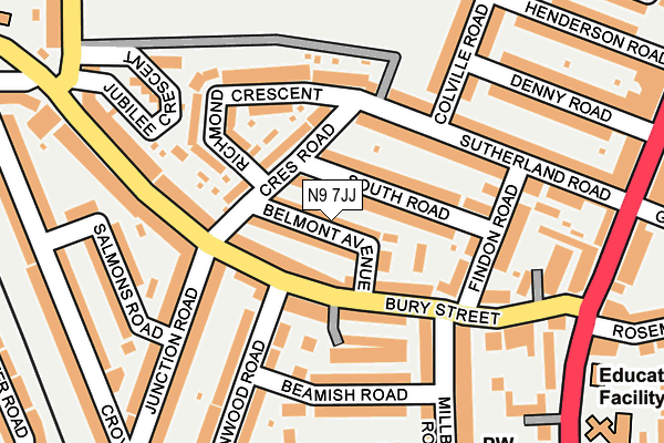 N9 7JJ map - OS OpenMap – Local (Ordnance Survey)
