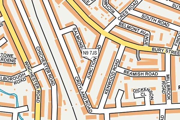 N9 7JS map - OS OpenMap – Local (Ordnance Survey)
