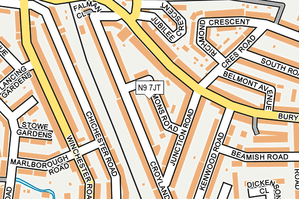 N9 7JT map - OS OpenMap – Local (Ordnance Survey)