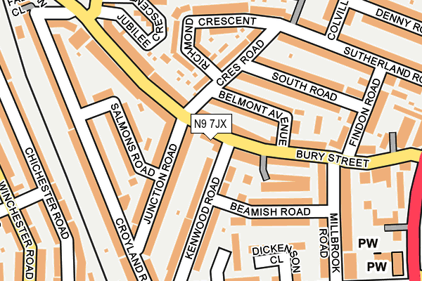 N9 7JX map - OS OpenMap – Local (Ordnance Survey)