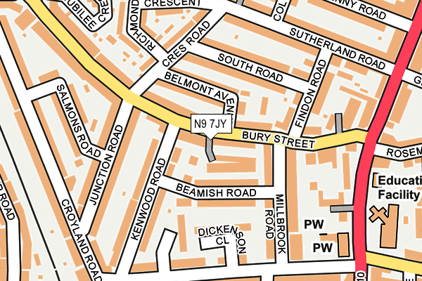 N9 7JY map - OS OpenMap – Local (Ordnance Survey)