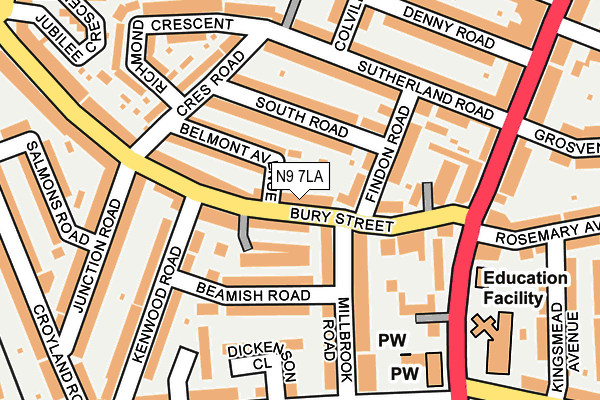 N9 7LA map - OS OpenMap – Local (Ordnance Survey)