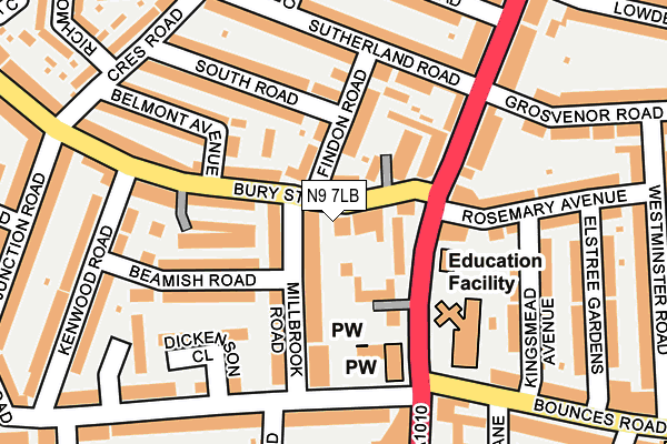 N9 7LB map - OS OpenMap – Local (Ordnance Survey)