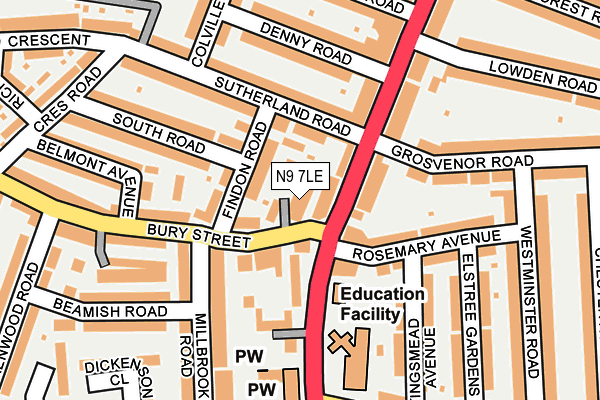 N9 7LE map - OS OpenMap – Local (Ordnance Survey)