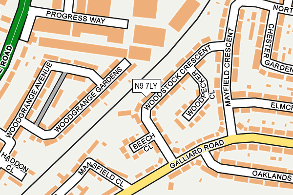 N9 7LY map - OS OpenMap – Local (Ordnance Survey)